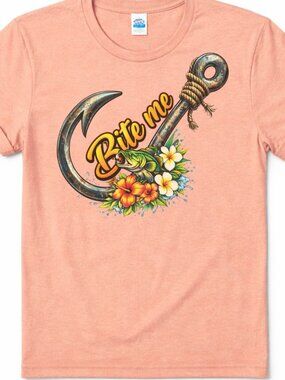 Bite Me Fishing Western Graphic T Shirt Trendy Boutique Style Tee Womens Top